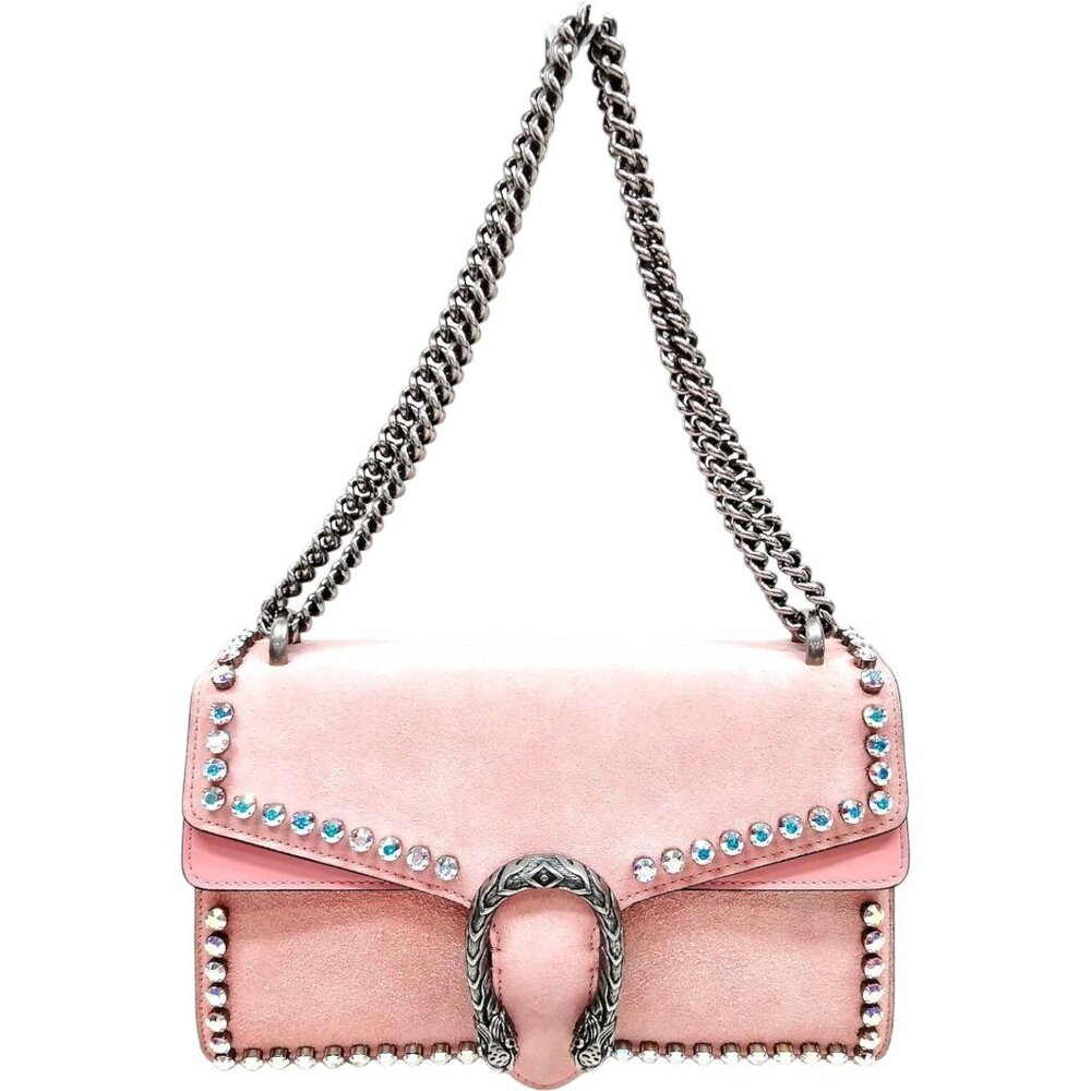 9381033AC Gucci Shoulder Bag GG Supreme Pink Suede Leather